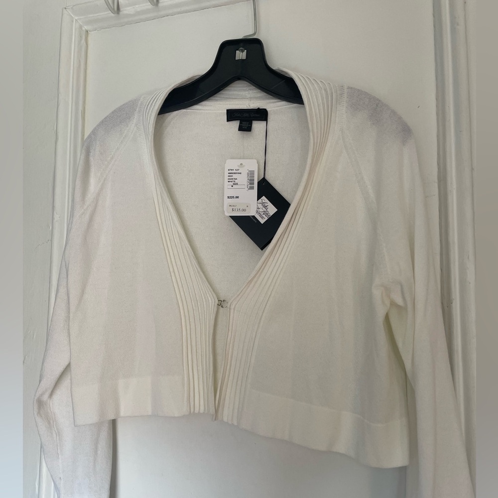 Saks Fifth Avenue white cropped cardigan